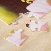 Upclose Vlinder op een Roze Zinnia Bloem Legpuzzel (Zijkant)