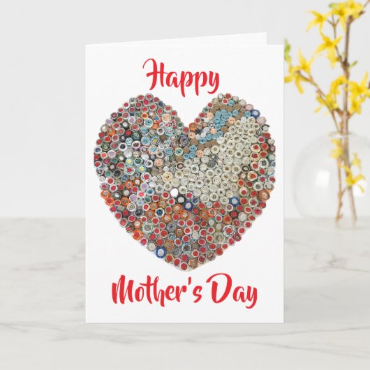 Upcycled Paper Heart Sculpture Moederdag Kaart (Gele Bloem)