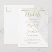 Update Aankondiging Chic Goud Witte Marmer Huwelij (Voorkant / Achterkant)