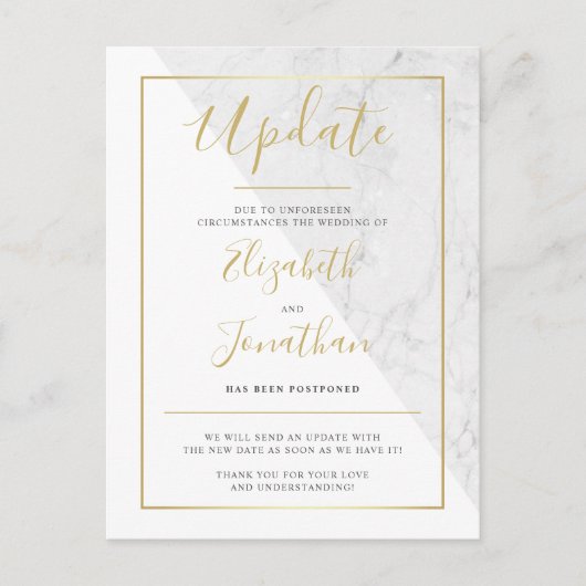 Update Aankondiging Chic Goud Witte Marmer Huwelij (Voorkant)