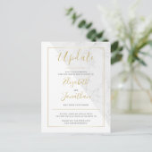 Update Aankondiging Chic Goud Witte Marmer Huwelij (Staand voorkant)