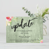 "Update" Bloemen Groen Hout Uitgesteld Trouwen Kaart (Staand voorkant)