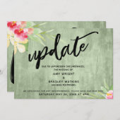 "Update" Bloemen Groen Hout Uitgesteld Trouwen Kaart (Voorkant / Achterkant)