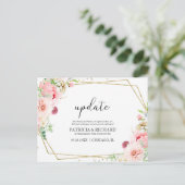 Update Blush Bloemen Bruiloft Wijzig De Datum Briefkaart (Staand voorkant)
