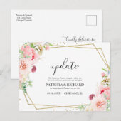 Update Blush Bloemen Bruiloft Wijzig De Datum Briefkaart (Voorkant / Achterkant)