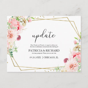Update Blush Bloemen Bruiloft Wijzig De Datum Briefkaart