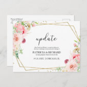 Update Blush bloemenbruiloft Verander de datum Briefkaart (Voorkant / Achterkant)
