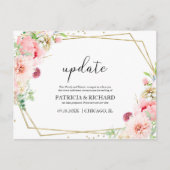 Update Blush bloemenbruiloft Verander de datum Briefkaart (Voorkant)