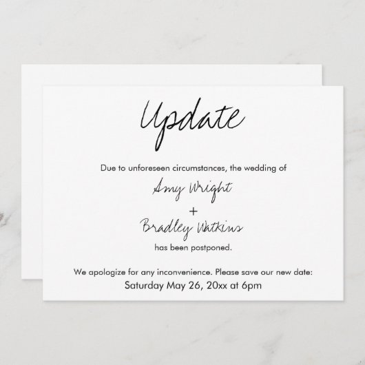 "Update" Casual uitgestelde aankondiging huwelijk (Voorkant / Achterkant)