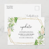 Update Elegante Groene Huwelijk Nieuwe Datum Briefkaart (Voorkant / Achterkant)