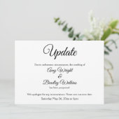 "Update" Elegante uitnodiging voor uitgestelde bru (Staand voorkant)