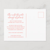 Update naar plan koraal oranje trouwafzegging aankondigingskaart (Achterkant)