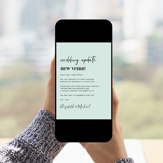 Update Nieuwe Locatie Mint Bruiloft Aankondiging