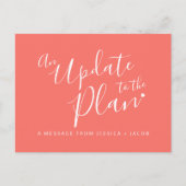 Update om de annulering van het koraal oranje huwe aankondigingskaart (Voorkant)