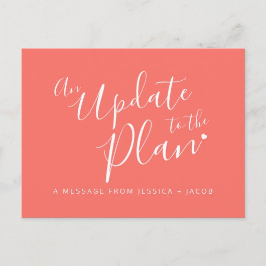 Update om de annulering van het koraal oranje huwe aankondigingskaart (Voorkant)
