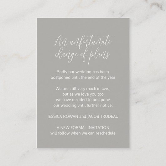 Update om de grijze witte bruiloft te plannen gean informatiekaartje (Achterkant)