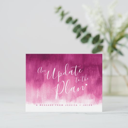 Update om de rode roze bruiloft van het hart te pl aankondigingskaart (Staand voorkant)