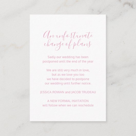 Update om de roze witte bruiloft te plannen geannu informatiekaartje (Achterkant)