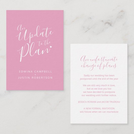Update om de roze witte bruiloft te plannen geannu informatiekaartje (Voorkant / Achterkant)