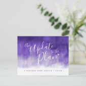 Update om het plan paarse was hart trouwdatum gean aankondigingskaart (Staand voorkant)