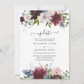 Update over Bourgogne, marine en blush Floral Wedd Kaart (Voorkant)