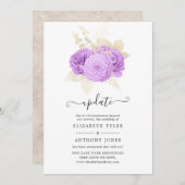 Update over Paarse en ivoren bruiloft Kaart (Voorkant / Achterkant)