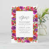 Update over Paarse en Oranje Floral Wedding Update Kaart (Staand voorkant)