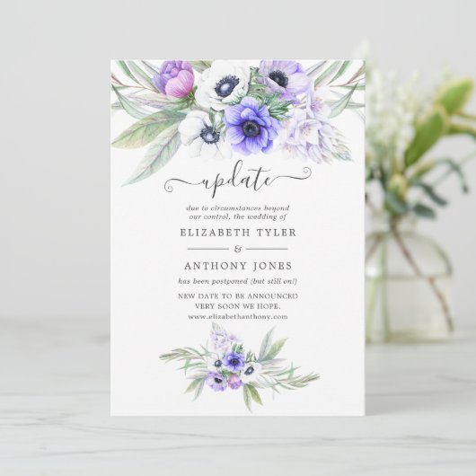 Update over pastel Violet Floral Weddenschap Kaart (Staand voorkant)