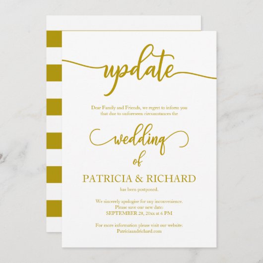 Update uitgesteld huwelijksaankondiging Gold Scrip Kaart (Voorkant / Achterkant)