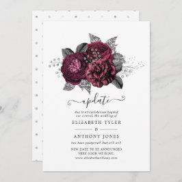 Update van Marsala, Black en Silver Floral Wedding Kaart