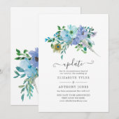 Update van Mint en Blue Boho Floral Wedding Update Kaart (Voorkant / Achterkant)