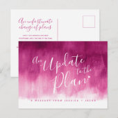 Update van plan roze rode hart trouwen geannuleerd aankondigingskaart (Voorkant / Achterkant)