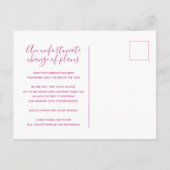 Update van plan roze rode hart trouwen geannuleerd aankondigingskaart (Achterkant)