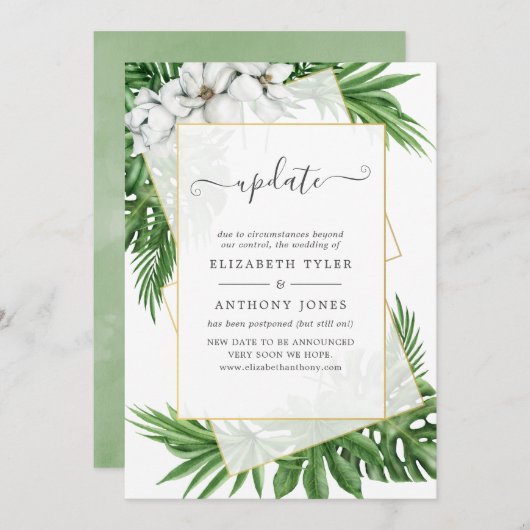 Update van Tropical Greenery Geometric Summer Wedd Kaart (Voorkant / Achterkant)