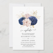 Update voor Blush Pink, Navy Blue en Gold Wedding  Kaart (Voorkant)