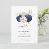 Update voor Blush Pink, Navy Blue en Gold Wedding  Kaart (Staand voorkant)