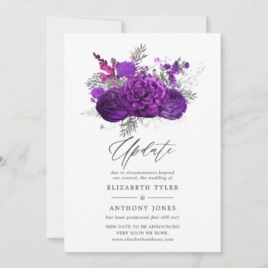 Update voor koninklijke Paars en zilveren bruiloft Kaart (Voorkant)