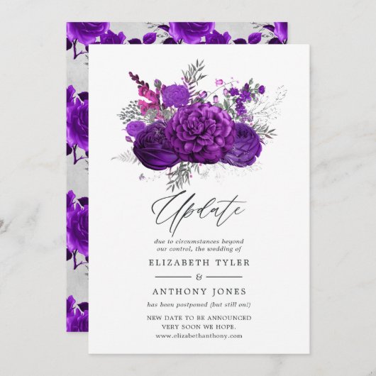 Update voor koninklijke Paars en zilveren bruiloft Kaart (Voorkant / Achterkant)
