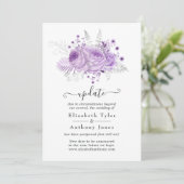 Update voor lavender en Silver Floral Wedding Upda Kaart (Staand voorkant)