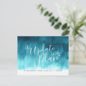 Update voor plan aqua wash heart trouwen geannulee aankondigingskaart (Staand voorkant)