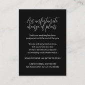 Update voor plannen zwarte witte bruiloft geannule informatiekaartje (Achterkant)