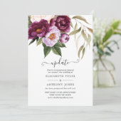 Update voor plum and Pastel Violet Floral Wedding  Kaart (Staand voorkant)