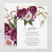 Update voor plum and Pastel Violet Floral Wedding  Kaart (Voorkant / Achterkant)