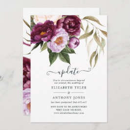 Update voor plum and Pastel Violet Floral Wedding  Kaart