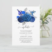 Update voor Royal Blue en Silver Floral Wedding Up Kaart (Staand voorkant)