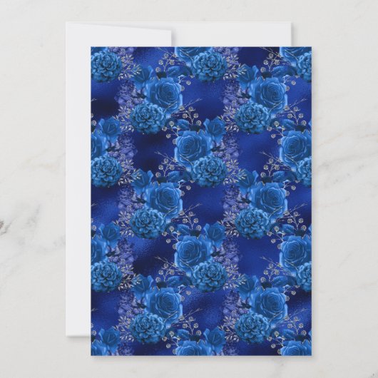 Update voor Royal Blue en Silver Floral Wedding Up Kaart (Achterkant)