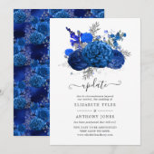 Update voor Royal Blue en Silver Floral Wedding Up Kaart (Voorkant / Achterkant)