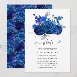 Update voor Royal Blue en Silver Floral Wedding Up Kaart