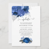 Update voor Royal Blue en Silver Floral Wedding Up Kaart (Voorkant)