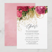 Update voor roze en gouden bruiloft kaart (Voorkant / Achterkant)